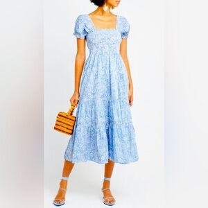 Elegant Blue Paisley Dress